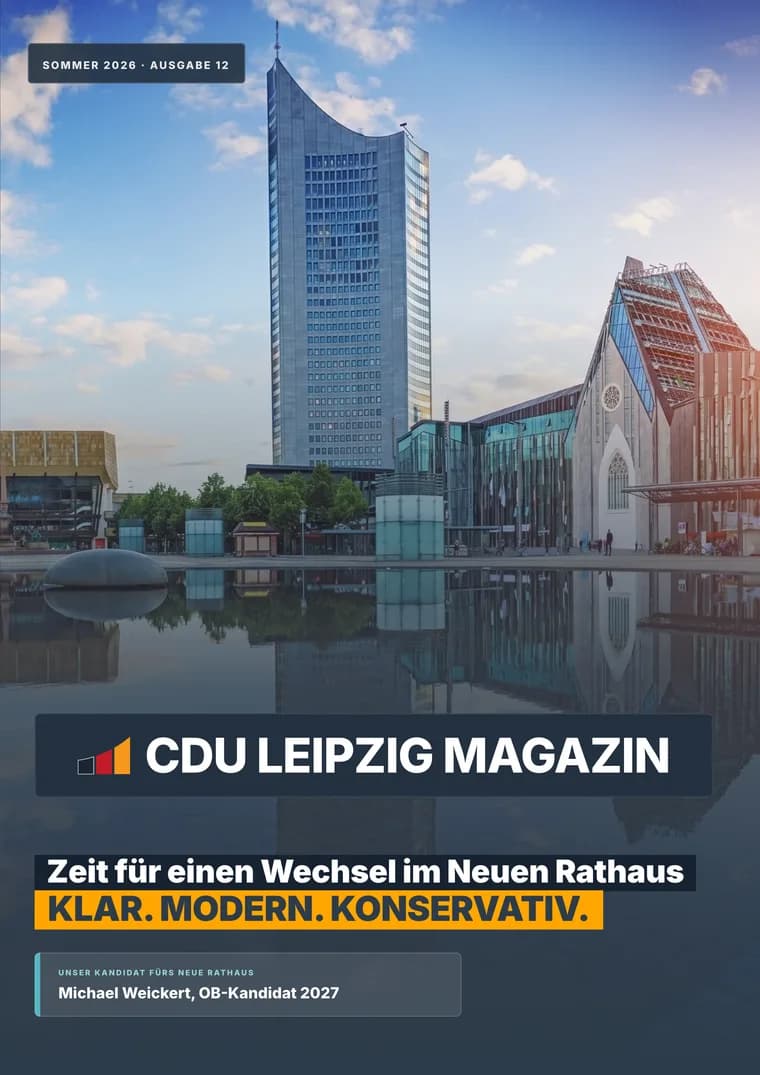 Titelseite des CDU-Magazins Leipzig, Sommerausgabe 2026